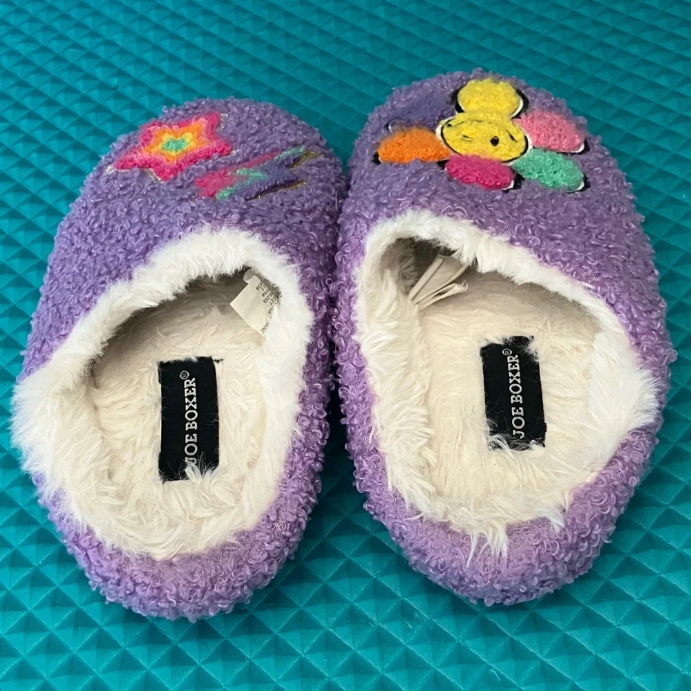 Joe Boxer Girl Purple Plush Clog Slippers | S 11-12